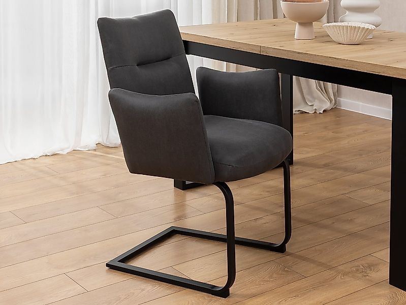 S-Style Möbel Polsterstuhl Hera aus Mikrofaser Anthrazit mit Freischwinger- günstig online kaufen