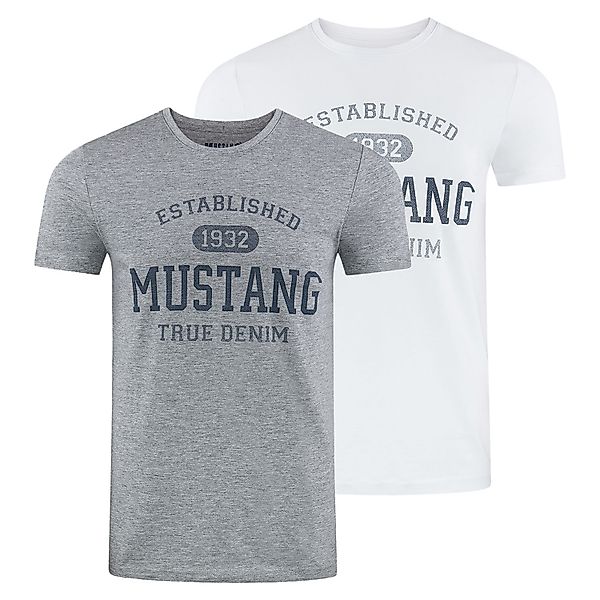 Mustang Herren T-Shirt Mehrfarbig Rundhals Regular Fit S bis 6XL günstig online kaufen