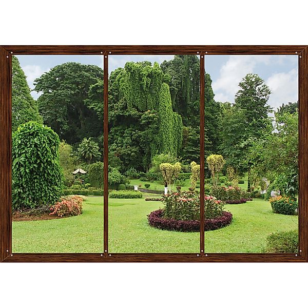 Sanders & Sanders Fototapete Gartenaussicht Grün und Braun 360 x 270 cm 600 günstig online kaufen