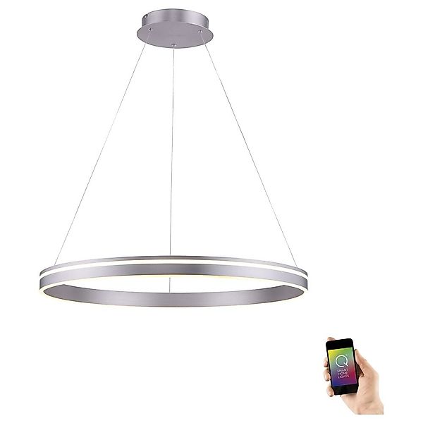 Q-Smart LED Pendelleuchte Q-Vito in Silber tunable white inkl. Fernbedienun günstig online kaufen