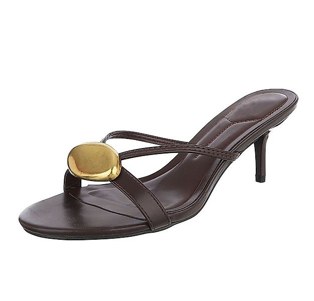 Ital-Design Elegante Damen Sandalen mit goldenem Detail für Anlässe Pantole günstig online kaufen