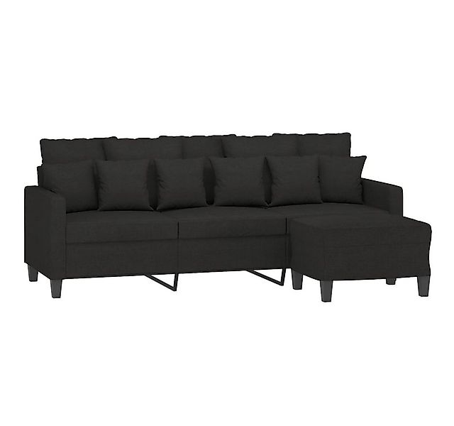 vidaXL Sofa 3-Sitzer-Sofa mit Hocker Schwarz 180 cm Stoff günstig online kaufen