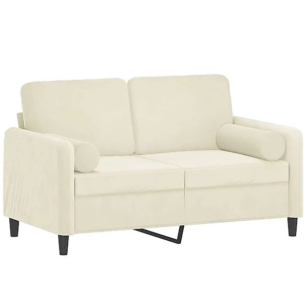 vidaXL 2-Sitzer-Sofa mit Zierkissen Creme 120 cm Samt 3200879 günstig online kaufen