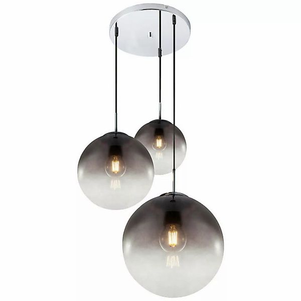 GLOBO Pendelleuchte 15861-3 Chrom Rauchglas H/D: ca. 120x51 cm E27 3 Brenns günstig online kaufen