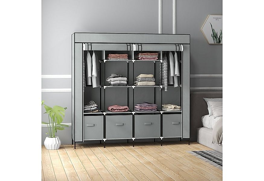 HOMCOM Stoffschrank Kleiderschrank Faltschrank mit Kleiderstange, 10 Fächer günstig online kaufen