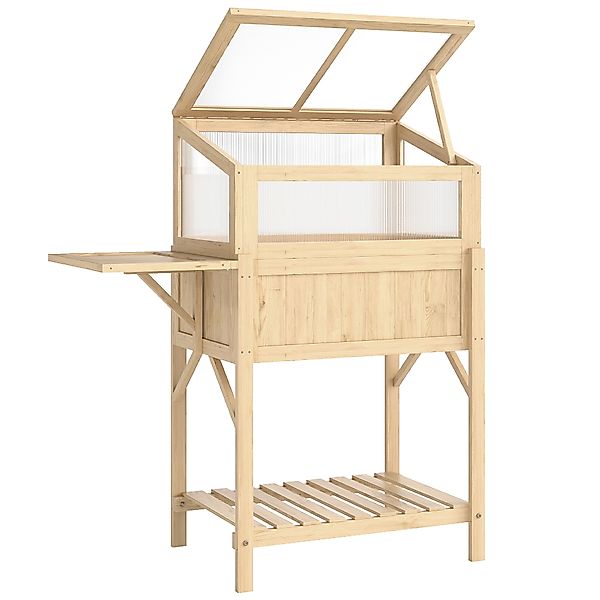 Outsunny Hochbeet mit Frühbeetaufsatz aus Holz Pflanzkasten mit Gewächshaus günstig online kaufen