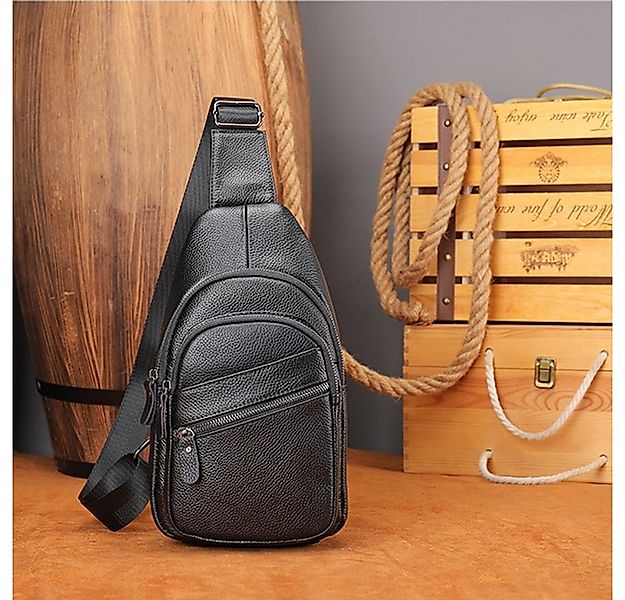 YUBRO-STUDIO Messenger Bag Herren Leder Brusttasche Crossbody Sling Tasche günstig online kaufen