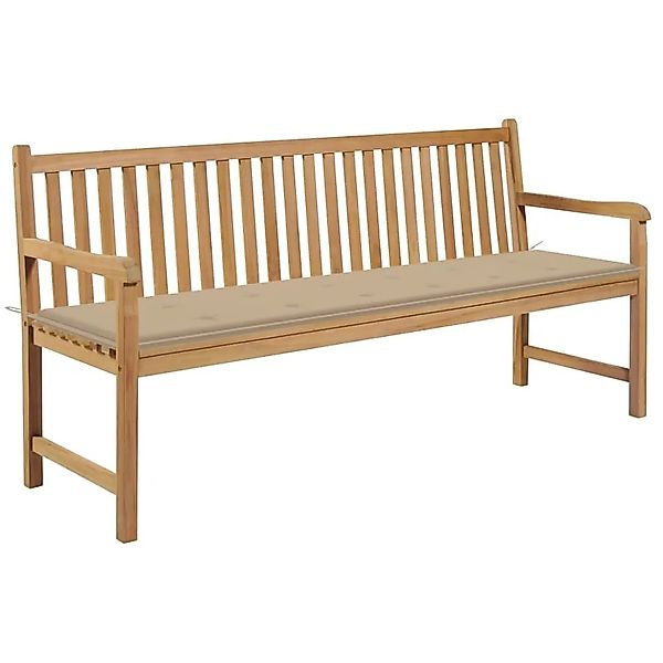 vidaXL Gartenbank mit Beige Auflage 175 cm Massivholz Teak 3062787 günstig online kaufen