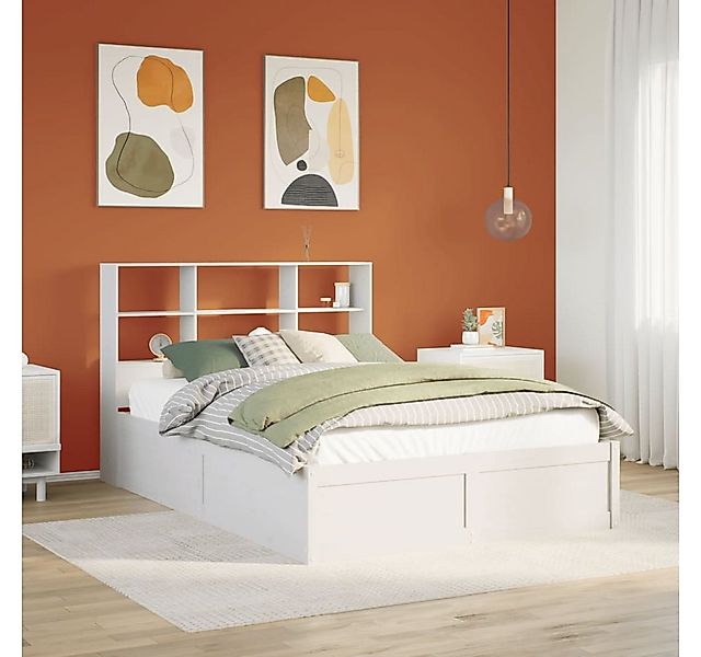 vidaXL Bett, Massivholzbett ohne Matratze Weiß 140x190 cm Kiefernholz günstig online kaufen