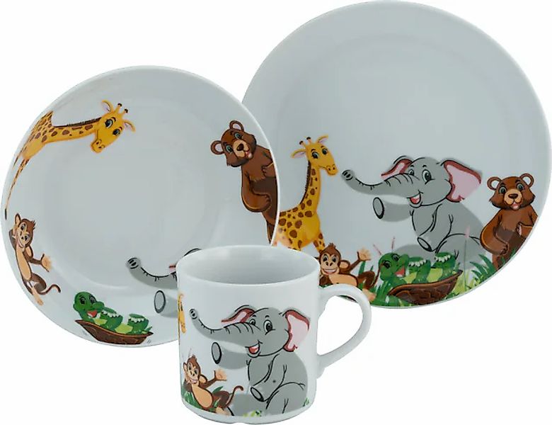 CreaTable Kindergeschirr-Set »Zoo«, (Set, 3 tlg., 1 Kinderteller, 1 Kinderb günstig online kaufen