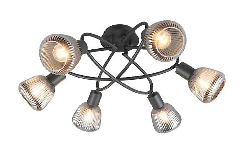 Deckenleuchte 6xE14  Matt / Glas Chrom bedampft 1 Stück Metall / Schwarz günstig online kaufen