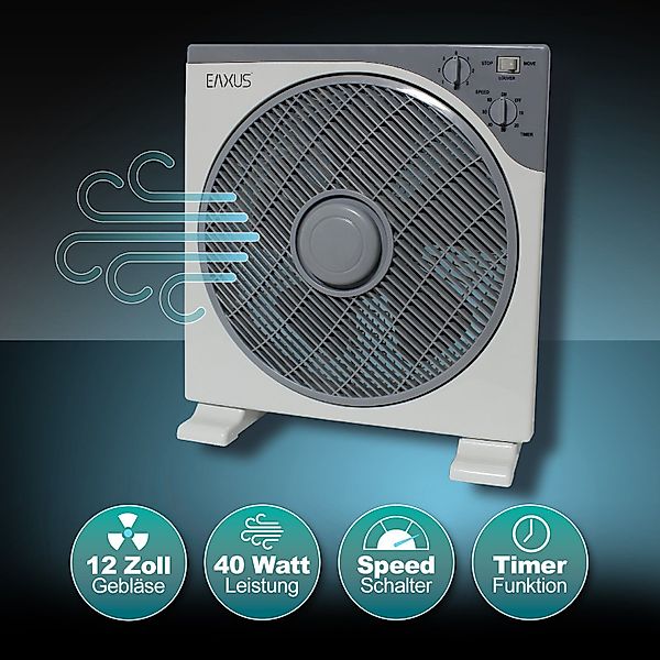 EAXUS Tischventilator Boxventilator - Kraftvoller 40W günstig online kaufen