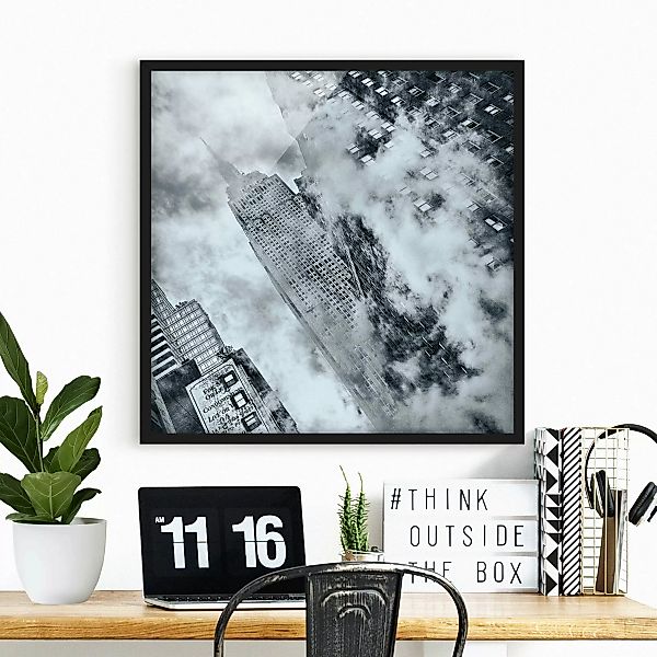 Bild mit Rahmen Architektur & Skyline - Quadrat Fassade des Empire State Bu günstig online kaufen