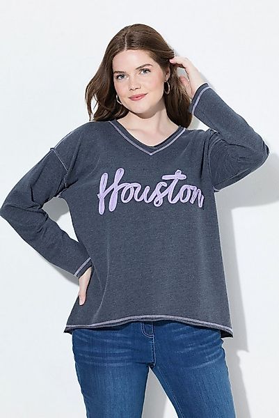 Ulla Popken Sweatshirt Sweatshirt Houston V-Ausschnitt Langarm Rollkanten günstig online kaufen