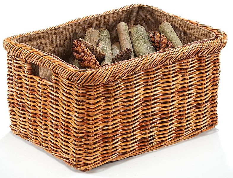 Kobolo Kaminholzkorb Holzkorb Rattan lacak mit abnehmbarem Leinenstoff günstig online kaufen