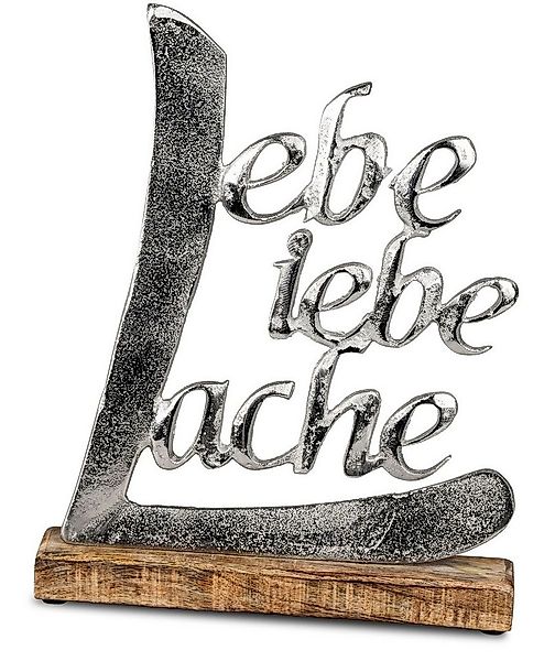 formano Dekofigur Schriftzug Lebe Liebe Lache Aluminium Mangoholz 18cm Tisc günstig online kaufen