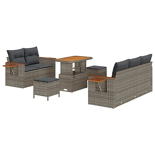vidaXL Gartensofa-set mit Kissen 10-Tlg Grau Poly-Rattan 3365073 günstig online kaufen