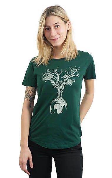 Ecovero Shirt Fairwear Für Damen "Weltenbaum" In Bottle Green günstig online kaufen