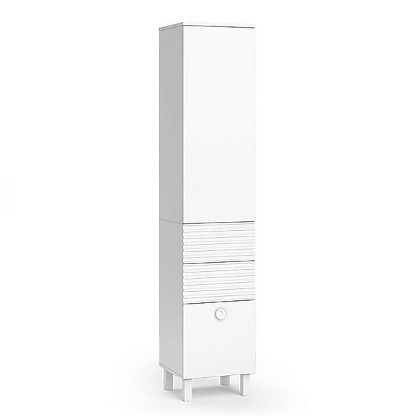 Vicco Badschrank Sola Weiß 40 x 193 cm mit Tür und Schubladen günstig online kaufen