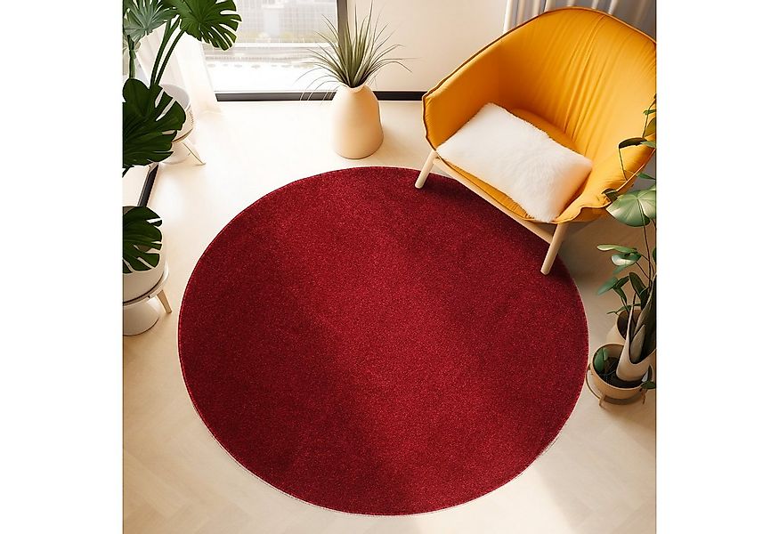 SIMPEX24 Teppich Unicolor - Einfarbig, Rund, Höhe: 11 mm, Einfarbig Kurzflo günstig online kaufen