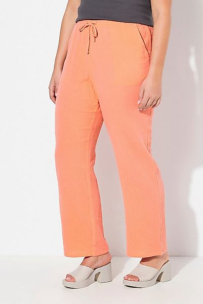 Ulla Popken Schlupfhose Musselin-Schlupfhose Rose weites Bein Elastikbund günstig online kaufen