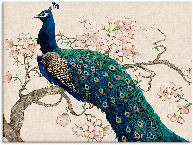 Artland Wandbild "Pfau & Blüten II" Vögel 1 Stk. tlg. als Leinwandbild, Pos günstig online kaufen