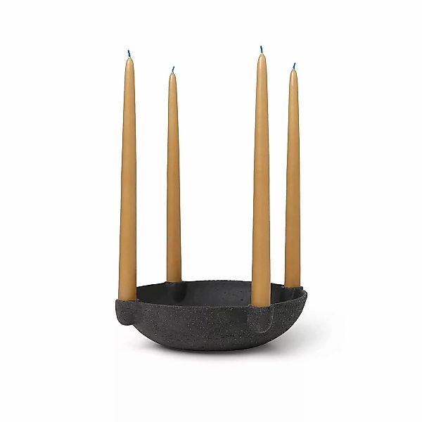 ferm LIVING Kerzenständer Bowl Large, grau, Ø 27 cm, Keramik günstig online kaufen