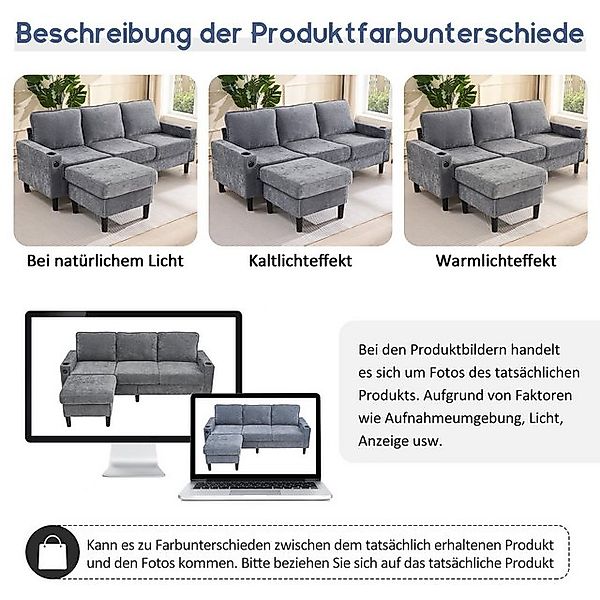 HAUSS SPOLE Schlafsofa Couch mit USB- und Typ-C-Anschlüssen, 2 Getränkehalt günstig online kaufen