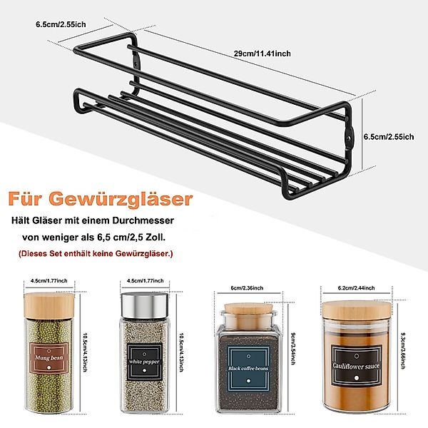 Coonoor Gewürzregal Wandgewürzregal 2er-Set hängender Metall-Gewürzhalter, günstig online kaufen