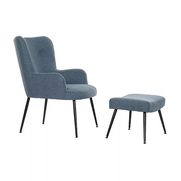 Sessel Dkd Home Decor Schwarz Blau Metall Polyester (70 X 60 X 84 Cm) günstig online kaufen