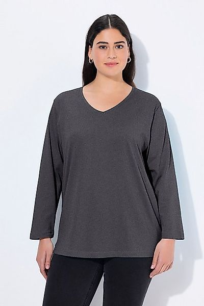 Ulla Popken T-Shirt Shirt V-Ausschnitt Relaxed Langarm günstig online kaufen
