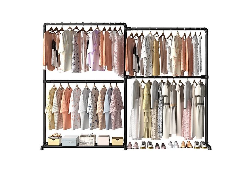 loefme Kleiderständer Schwerlast Kleiderständer mit 360° klappbaren Seitena günstig online kaufen