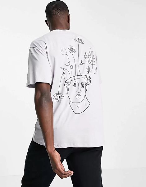Only & Sons – Oversize-T-Shirt in Lila mit Venuskopf-Print auf dem Rücken günstig online kaufen