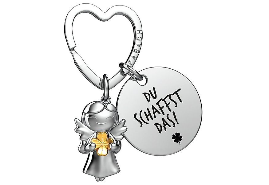 FABACH Schlüsselanhänger Schutzengel Star mit Kleeblatt & "Viel Glück" Grav günstig online kaufen