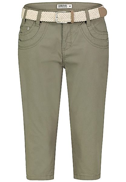 SUBLEVEL Caprihose Damen 3/4-Hose mit Flechtgürtel Baumwoll-Stretch-Hose, E günstig online kaufen