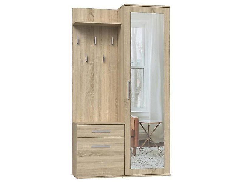 Beautysofa Kompaktgarderobe Fiora (Garderobenschrank + Paneel + Schuhschran günstig online kaufen