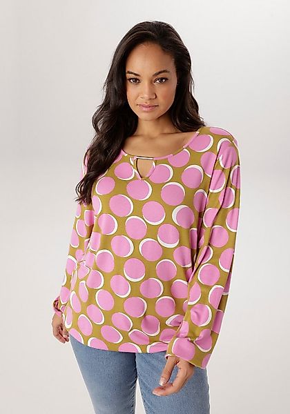 Aniston PLUS Langarmshirt mit großflächiger Druck - NEUE KOLLEKTION günstig online kaufen