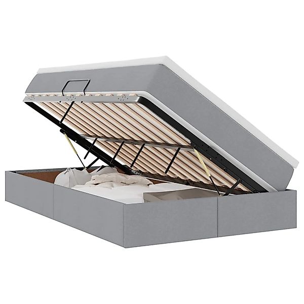 vidaXL Stauraumbett mit Matratze Hellgrau 120 x 200 cm Polyester 3370218 günstig online kaufen