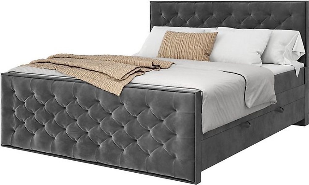 FORTE Boxspringbett, Zwei große Bettkästen, Matratze H2/H3 mit 7 Komfortzon günstig online kaufen