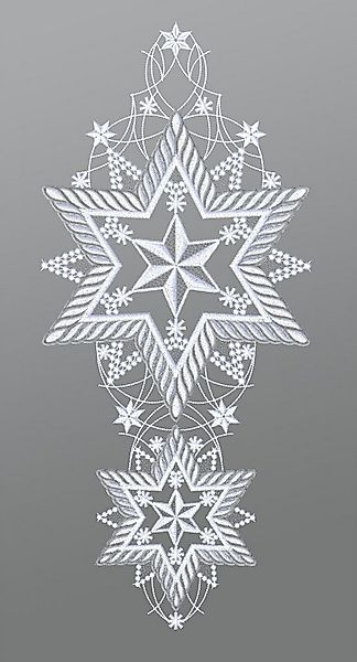 Plauener Spitze® Fensterbild Silbersterne, HxB 42x18cm günstig online kaufen