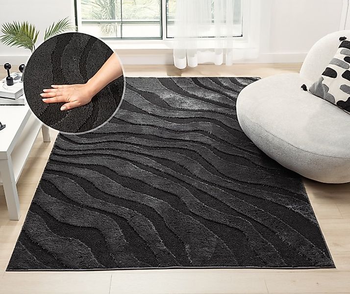 OTTO home Teppich »Benia, Hoch-Tief-Struktur«, rechteckig, 19 mm Höhe, Well günstig online kaufen