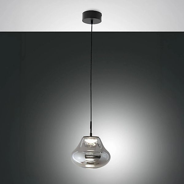 LED-Pendelleuchte Deva, grau, Glas, Ø 25 cm, CCT, dimmbar günstig online kaufen