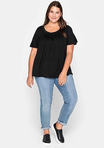 Sheego T-Shirt T-Shirt Kurzarm in A-Linie mit dekorativer Blende günstig online kaufen