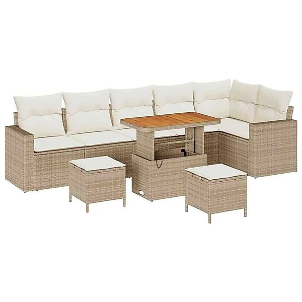 vidaXL Gartensofa-Set mit Kissen 11 Stk Beige und Creme Poly-Rattan 3363586 günstig online kaufen