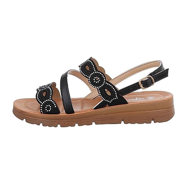 Ital-Design Damen Freizeit Riemchensandalette Keilabsatz/Wedge Riemchensand günstig online kaufen