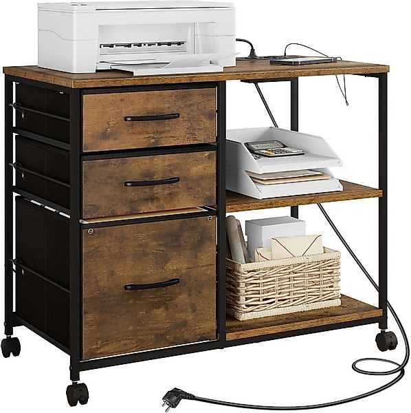 Woltu Aktenschrank mit Ladestation, 3 Stoffschubladen, Büroschrank mit Roll günstig online kaufen