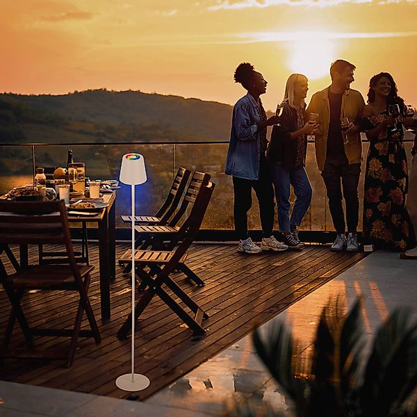LED-Akku-Stehleuchte Coloris, weiß, RGB, Dimmer, IP44, USB günstig online kaufen