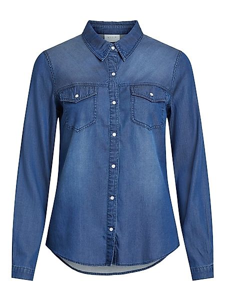Vila Jeansbluse VIBista (1-tlg) Drapiert/gerafft günstig online kaufen