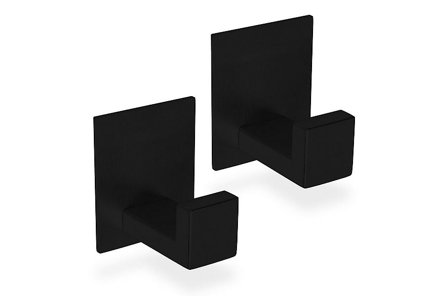 ECENCE Handtuchhalter 2x Handtuchhaken ohne Bohren selbstklebend Schwarz günstig online kaufen