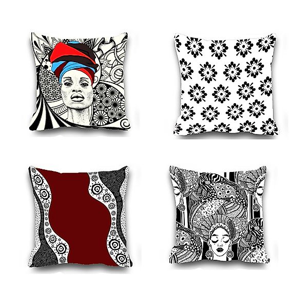 Ekershop Kissenhüllen Dekorative 4er Set Afrikanerin günstig online kaufen